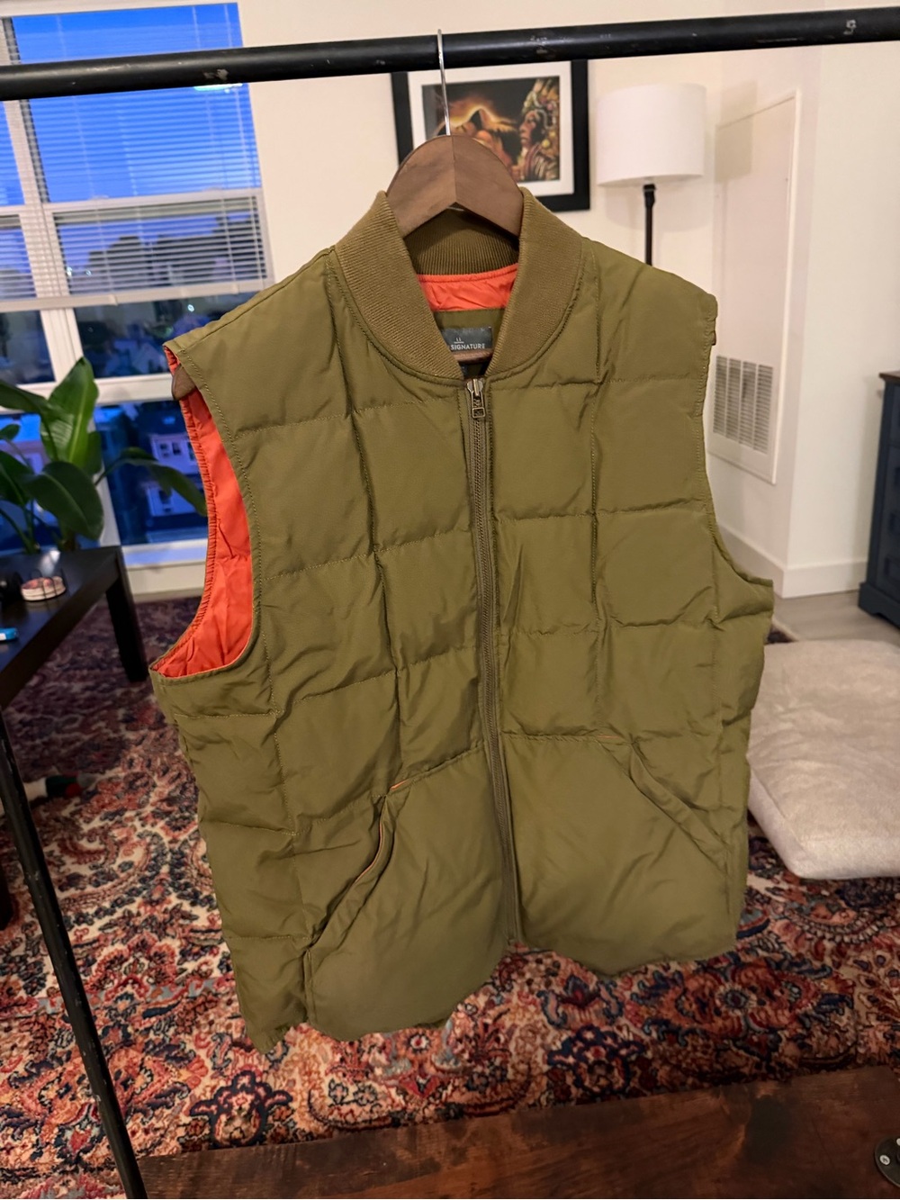 LL Bean Olive Quilted Puffer Vest